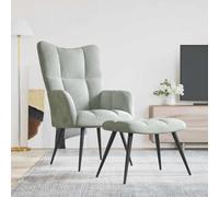 Owoxanthellate Fauteuil de relaxation, avec tabouret, en velours, design moderne, en forme de bloc, 61 x 70 x 96,5 cm, structure en acier pelucheux, rembourré, confortable, pour salon, chambre à