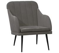 Owoxanthellate Fauteuil de relaxation confortable en velours avec structure en métal, fauteuil rembourré pour salon, chambre à coucher et coin lecture, 63 x 76 x 80 cm, gris foncé