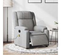 Owoxanthellate Fauteuil de relaxation électrique en tissu gris clair 77 x 95 x 99 cm avec massage vibrant à 6 points et fonction inclinable jusqu'à 135° - Meuble de cinéma moderne pour salon, maison