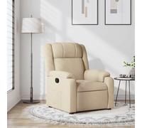 Owoxanthellate Fauteuil de relaxation en tissu crème réglable jusqu'à 135° 77 x 95 x 99 cm avec poche latérale Structure en bois et métal Fauteuil TV pour salon, bureau à domicile et coin lecture