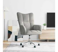 Owoxanthellate Fauteuil de relaxation en velours gris clair réglable en hauteur 61,5 x 69 x 102 cm - Design moderne - Structure en acier - Pied en croix confortable et moelleux - Pour salon, bureau