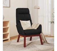 Owoxanthellate Fauteuil de relaxation noir 70 x 77 x 98 cm, cadre en métal, pieds en bois d'hévéa, moderne, confortable, robuste, pour salon, chambre à coucher, bureau