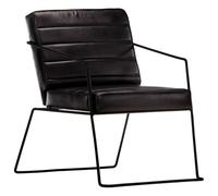 Owoxanthellate Fauteuil en cuir véritable noir avec cadre en acier revêtu par pulvérisation - 52 x 70 x 71 cm - Profondeur d'assise : 38 cm - Look rétro - Robuste et confortable - Pour salon, bureau
