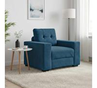 Owoxanthellate Fauteuil en velours bleu 100 x 78 x 80 cm avec accoudoirs en bois, mini canapé avec mousse confortable, design moderne pour petits espaces, salon, chambre à coucher, bureau