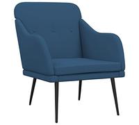 Owoxanthellate Fauteuil rembourré avec structure en métal, 63 x 76 x 80 cm, fauteuil relax en tissu pour salon et chambre à coucher, fauteuil de salon moderne, fauteuil simple bleu