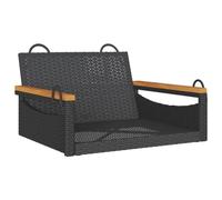 Owoxanthellate Fauteuil suspendu, noir, 63 x 62 x 40 cm, en rotin synthétique résistant aux intempéries, avec cadre en acier, canapé de jardin peu encombrant avec fonction balançoire douce, pour