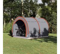 Owoxanthellate Garage à vélo avec toit, 256 x 222 x 182 cm, en polyester robuste et fibre de verre, abri d'extérieur portable pour 2 roues, design moderne gris/orange pour jardin, camping et balcon
