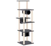 Owoxanthellate Grand arbre à chat 169 cm gris foncé - Tour à chat avec 2 maisons à chat, tunnels et plateformes, arbre d'escalade stable avec colonnes griffoirs en sisal pour chats d'appartement