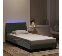 Owoxanthellate Hanko Cadre de lit avec LED gris clair, 100 x 200 cm, en velours, design ondulé moderne, avec barre IP65, pour chambre à coucher, chambre d'adolescent