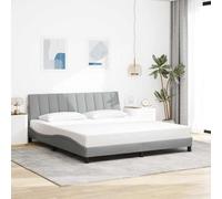 Owoxanthellate Hanko Cadre de lit gris clair 180 x 200 cm avec coussin de tête de lit Lit rembourré moderne aspect ondulé pour chambre à coucher avec sommier à lattes, compatible avec matelas de 15 cm
