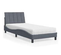 Owoxanthellate Hanko Lit capitonné, gris foncé, 80 x 200 cm, en velours, avec matelas, tête de lit ergonomique et dureté H2/H3, duo, élégance confortable, pour chambre à coucher et chambre d'amis