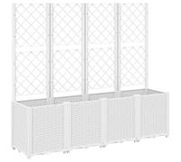 Owoxanthellate Jardinière avec treillis - Blanc - 160 x 40 x 140 cm - Avec treillis en plastique PP - Aspect rotin - Pour plantes grimpantes - Jardin et terrasse