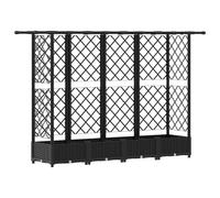 Owoxanthellate Jardinière surélevée avec treillis et toit, jardinière avec treillis pour plantes grimpantes, grand pot de fleurs en plastique pour jardin, balcon et terrasse, 202,5 x 40 x 123 cm, noir