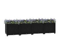 Owoxanthellate Jardinière surélevée noire 160 x 40 x 38 cm en polypropylène robuste - Design moderne avec 30 cm de hauteur intérieure - Pour fleurs et herbes aromatiques - Pour jardin, balcon et