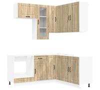 Owoxanthellate Kalmar Coin de cuisine 8 pièces en chêne Sonoma | Cuisine encastrée moderne en bois avec armoires inférieures et armoire d'angle | Cuisine complète pour un espace de rangement optimisé