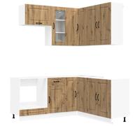 Owoxanthellate Kalmar Ensemble de cuisine 8 pièces encastrable en chêne Artisan - En bois de chêne - Moderne - Mini cuisine modulaire - Meuble de cuisine d'angle - Cuisine complète pour rangement de