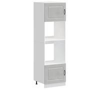 Owoxanthellate Kalmar Lot de 2 armoires de cuisine hautes pour four et micro-ondes, meuble encastrable en bois, 60 x 57 x 207 cm, design moderne, gris béton
