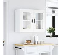 Owoxanthellate Kalmar Vitrine murale blanche 80 x 31 x 60 cm en bois avec porte en verre Design moderne robuste et résistant à l'humidité pour cuisine, salon, salle de bain