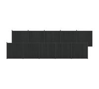 Owoxanthellate Kit de clôture brise-vue WPC noir, 10 éléments de clôture et 11 poteaux, clôture brise-vue pour jardin et terrasse, système de clôture modulaire, dimensions totales 1755 x 186,5 cm