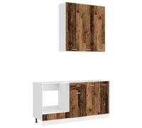 Owoxanthellate Kitchenette Lyon 5 pièces, cuisine modulaire encastrée sans plan de travail, bloc de cuisine en bois pour cuisines modernes, cuisine complète aspect bois vieilli avec armoires
