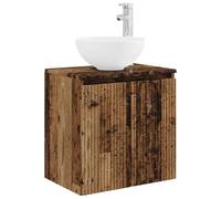 Owoxanthellate Lavabo mural aspect bois vieilli 49,5 x 35 x 63 cm - Meuble sous lavabo peu encombrant avec lavabo pour salle de bain d'invités - Lavabo suspendu moderne en bois