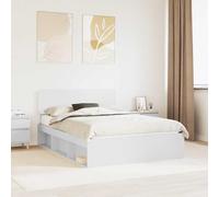 Owoxanthellate Lit 140 x 200 cm en pin et bois, sommier à lattes, 200 kg, tête de lit blanche, chambre à coucher et chambre d'amis