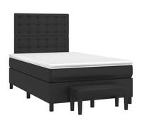 Owoxanthellate Lit à sommier tapissier 120 x 190 cm en cuir synthétique noir avec matelas et tête de lit réglable en hauteur - Banc - Lit double - Design moderne pour chambre à coucher, chambre d'amis
