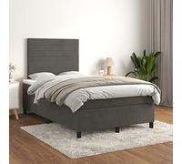 Owoxanthellate Lit à sommier tapissier 120 x 200 cm en velours gris foncé avec matelas et surmatelas - Tête de lit réglable en hauteur - Design moderne - Robuste et confortable - Pour chambre à
