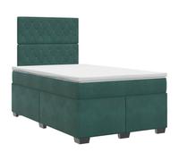 Owoxanthellate Lit à sommier tapissier 120 x 200 cm Vert foncé avec matelas | Lit capitonné en velours pour chambre à coucher avec tête de lit réglable en hauteur, matelas à ressorts ensachés confortable
