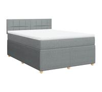 Owoxanthellate Lit à sommier tapissier, 160 x 200 cm, gris clair, avec matelas à ressorts ensachés, et surmatelas, pour chambre à coucher et chambre d'amis, housse en tissu de pin massif