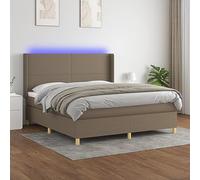 Owoxanthellate Lit à sommier tapissier, 180 x 200 cm, avec LED et matelas, en tissu respirant, tête de lit réglable, moderne, pour chambre à coucher et chambre d'amis, avec port USB