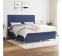 Owoxanthellate Lit à sommier tapissier 180 x 200 cm, bleu, avec ressorts ensachés, matelas, tête de lit, réglable en hauteur, 203 x 180 x 118/128 cm, kit confort moderne, pour chambre à coucher