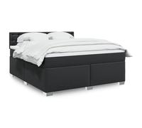 Owoxanthellate Lit à sommier tapissier 180 x 200 cm en cuir synthétique noir avec matelas à ressorts ensachés, éclairage LED, système de sommeil moderne pour chambre à coucher, chambre d'amis et