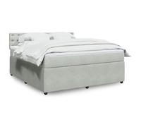 Owoxanthellate Lit à sommier tapissier 180 x 200 cm en velours gris clair avec matelas à ressorts ensachés et surmatelas double moderne pour chambre à coucher, chambre d'amis