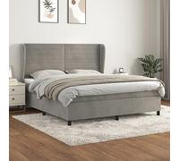 Owoxanthellate Lit à sommier tapissier 180 x 200 cm, en velours, gris clair, tête de lit réglable, matelas à ressorts ensachés, dureté moyenne, pour chambre à coucher, chambre d'amis