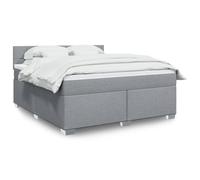 Owoxanthellate Lit à sommier tapissier, 180 x 200 cm, gris clair, avec éclairage LED et matelas à ressorts ensachés, hauteur confortable : 100 cm, design textile moderne, pur repos, pour chambre à