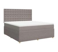 Owoxanthellate Lit à sommier tapissier, 180 x 200 cm, taupe, avec matelas et coussin, tête de lit réglable en hauteur, ressorts ensachés, résistance moyenne, polyester