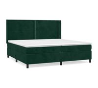 Owoxanthellate Lit à sommier tapissier 200 x 200 cm en velours vert foncé - Lit double de luxe avec matelas à ressorts ensachés, surmatelas et tête de lit réglable - Lit rembourré complet