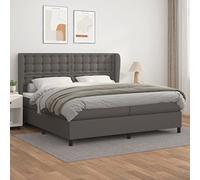 Owoxanthellate Lit à sommier tapissier 200 x 200 cm gris en cuir synthétique avec matelas à ressorts ensachés - Tête de lit réglable en hauteur - Design moderne - Robuste et confortable - Pour chambre