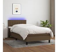 Owoxanthellate Lit à sommier tapissier 80 x 200 cm, marron foncé, tête de lit réglable, LED, matelas à ressorts ensachés, cadre en mélèze massif