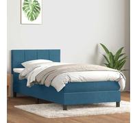 Owoxanthellate Lit à sommier tapissier, 80 x 220 cm, en velours bleu foncé, avec matelas et surmatelas, tête de lit réglable en hauteur, lit rembourré, moderne, pour chambre simple, chambre d'amis