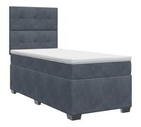 Owoxanthellate Lit à sommier tapissier 90 x 190 cm avec surmatelas en | Lit simple moderne avec housse en velours, matelas à ressorts ensachés et tête de lit réglable en hauteur pour chambre à