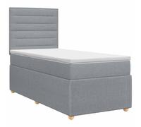 Owoxanthellate Lit à sommier tapissier 90 x 190 cm avec surmatelas gris | Lit simple confortable pour chambre à coucher avec tête de lit réglable sur 2 niveaux et housse amovible pour des nuits