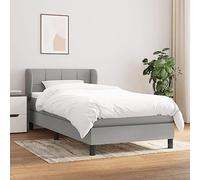 Owoxanthellate Lit à sommier tapissier, 90 x 190 cm, gris clair, en tissu, lit simple, avec matelas et surmatelas, tête de lit réglable en hauteur, design moderne, pour chambre d'adolescent, chambre