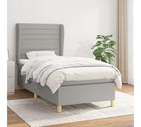 Owoxanthellate Lit à sommier tapissier 90 x 200 cm en tissu gris clair - Tête de lit réglable en hauteur - Matelas à ressorts ensachés et surmatelas - Design moderne pour chambre à coucher, chambre