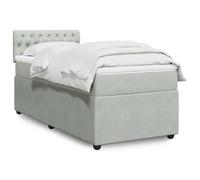 Owoxanthellate Lit à sommier tapissier, 90 x 200 cm, gris clair, en velours, éclairage LED, avec matelas à ressorts ensachés, matelas et surmatelas, design moderne confortable, pour chambre à coucher