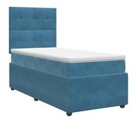 Owoxanthellate Lit à sommier tapissier avec matelas 100 x 200 cm Bleu | Lit capitonné moderne pour chambre à coucher avec tête de lit réglable, matelas à ressorts ensachés et housse amovible.