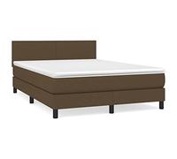 Owoxanthellate Lit à sommier tapissier avec matelas, 140 x 190 cm, marron foncé, en tissu, ressorts ensachés, design moderne, tête de lit réglable en hauteur, espace de rangement, confort de sommeil
