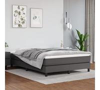 Owoxanthellate Lit à sommier tapissier avec matelas 140 x 200 cm - Gris - En cuir synthétique - Soutien mi-dur - Design moderne - Robuste et facile à nettoyer - Pour chambre à coucher, chambre d'amis