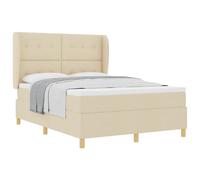Owoxanthellate Lit à sommier tapissier avec matelas, 160 x 200 cm, crème, cadre en bois, avec tête de lit réglable en hauteur et surmatelas en mousse, lit double moderne pour chambre à coucher et